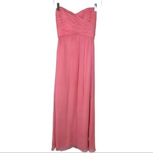 AMSALE PINK SILK LONG FORMAL STRAPLESS DRESS